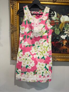 Lilly Pulitzer Pink and Green Floral Eyelet Dress
